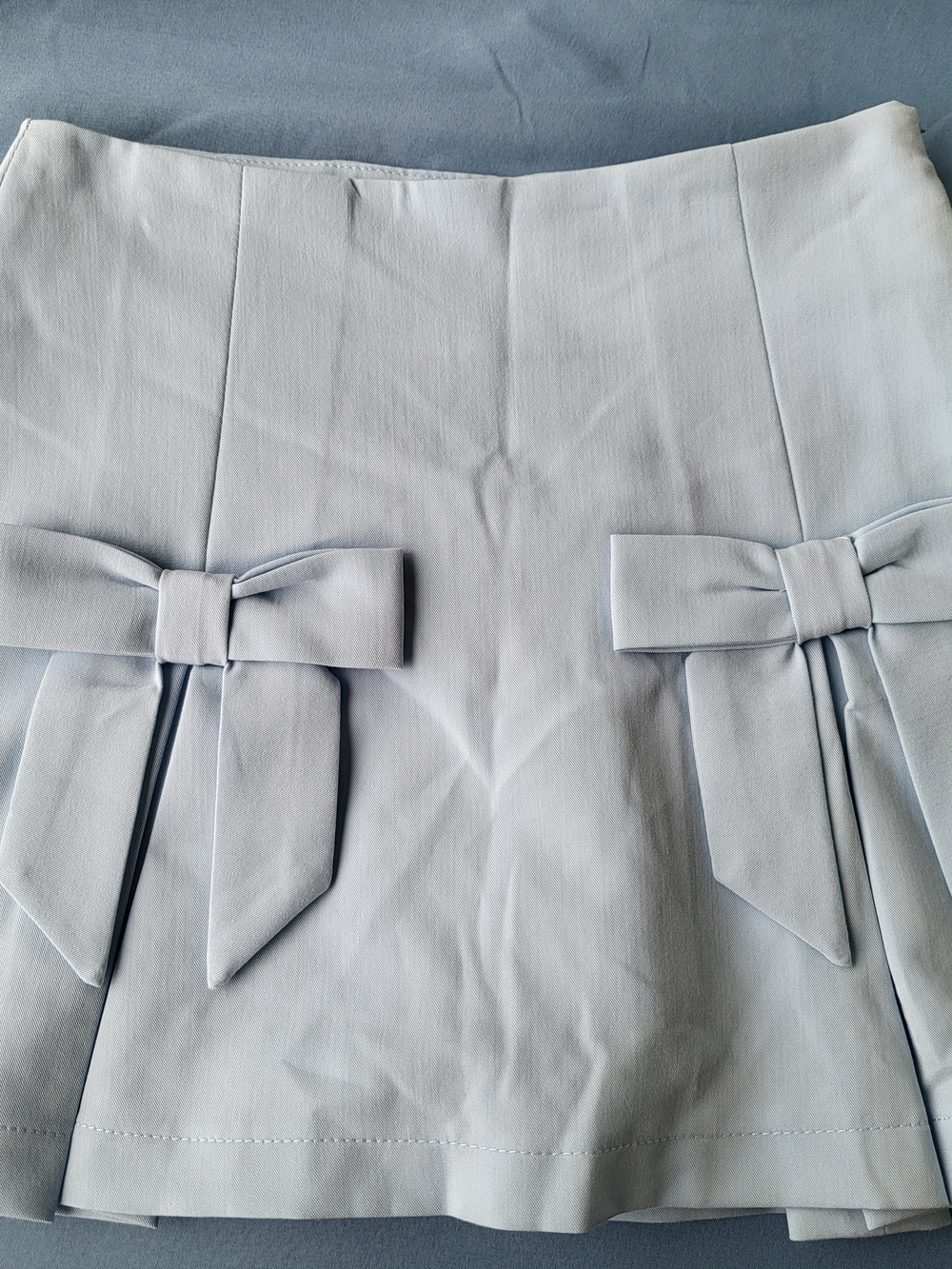 Altar'd State Light Blue Mini Skirt with Bow Accents